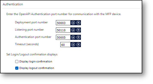 Authentication settings