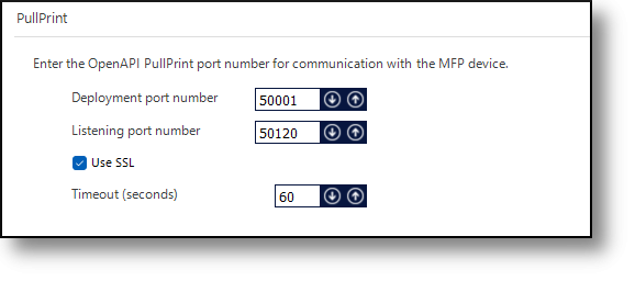 PullPrint settings