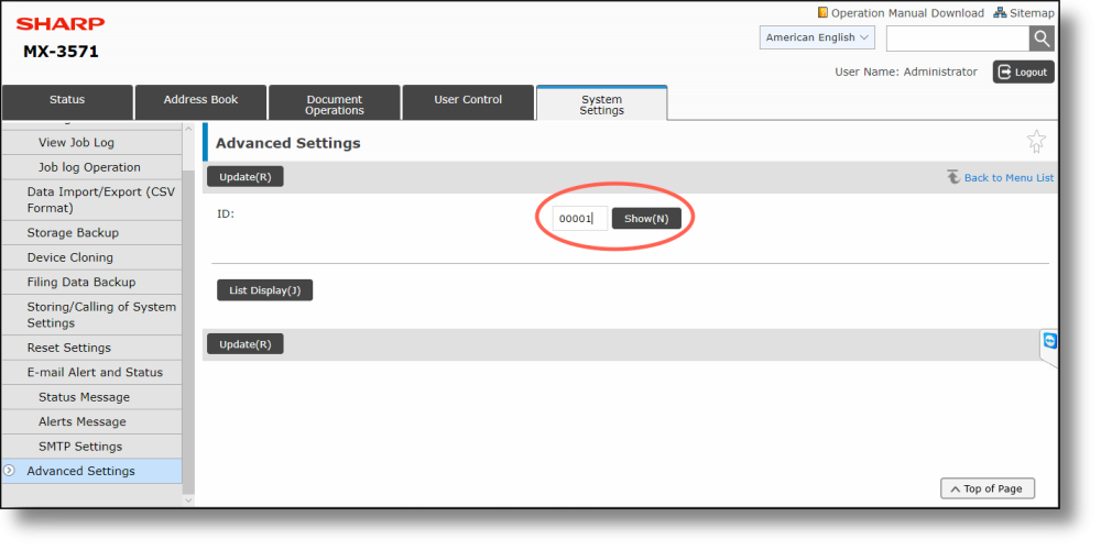 Sharp OSA 5.5 — External Accounting Application browser setting