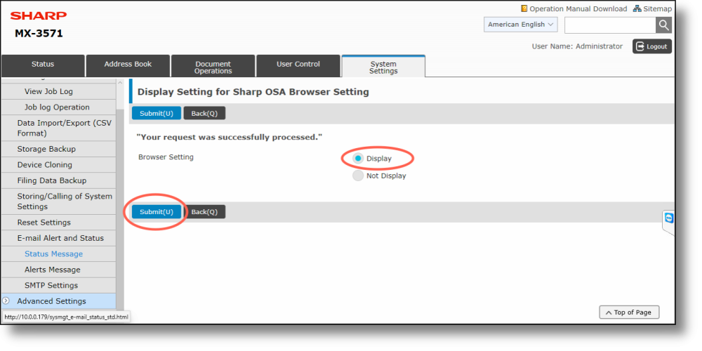 Sharp OSA 5.5 — Authentication Settings