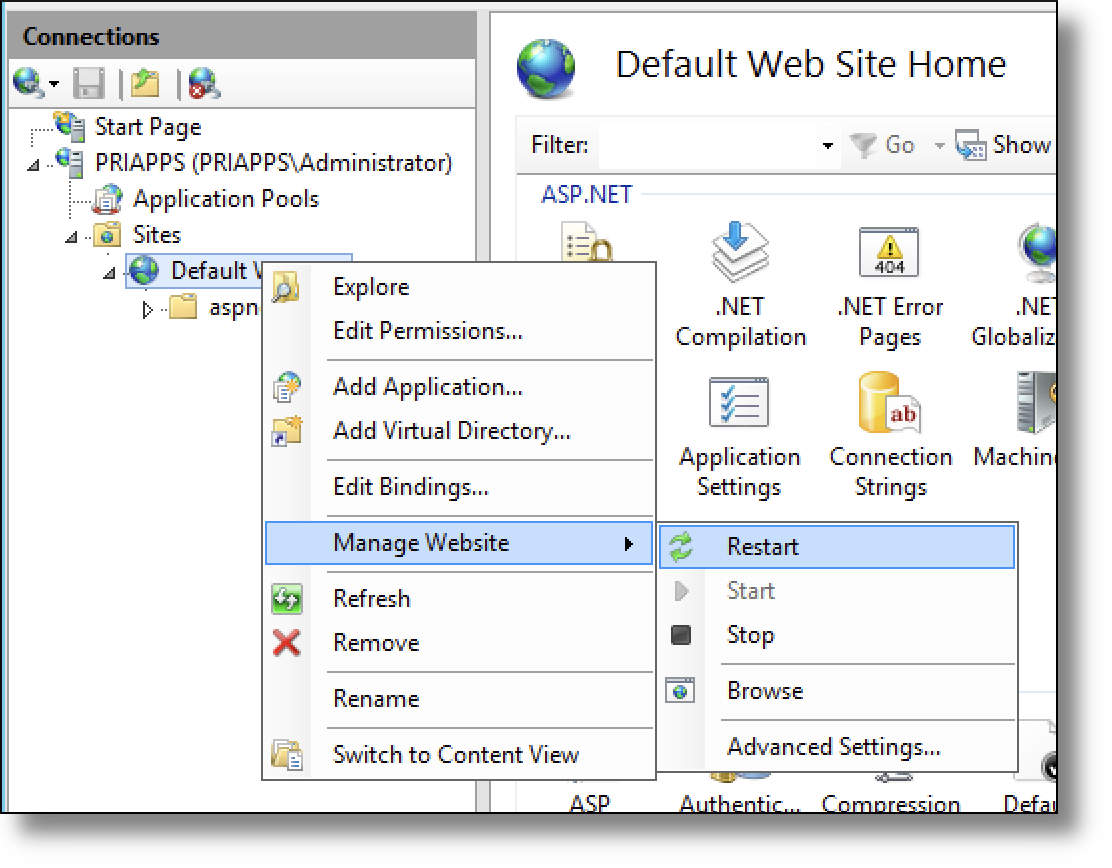 IIS — website restarted
