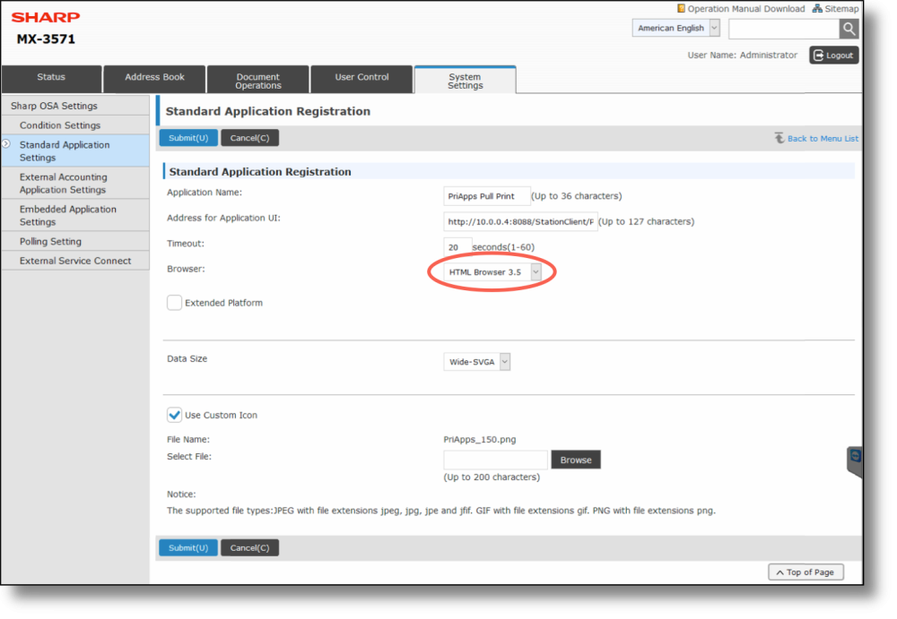 Sharp OSA 5.5 — enable User Authentication