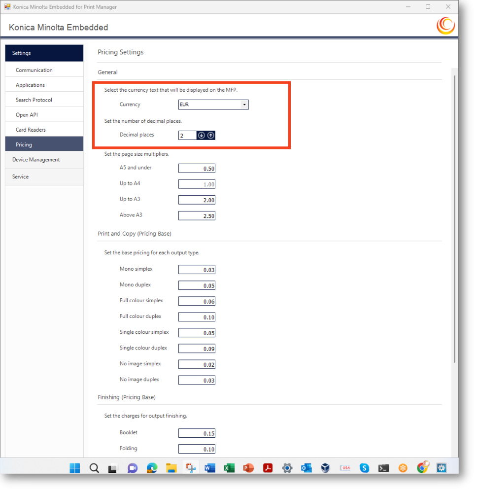 General pricing settings