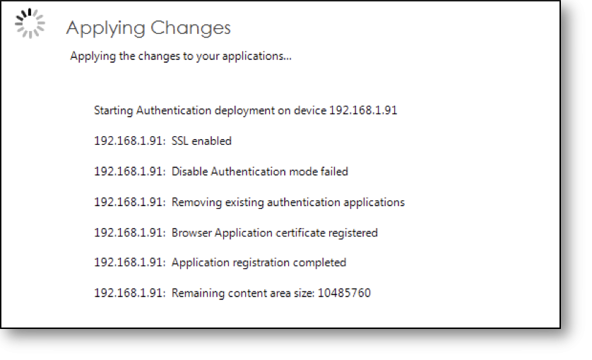 Applying changes — progress (continued)