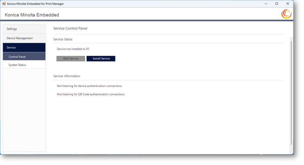 Service control — starting the service