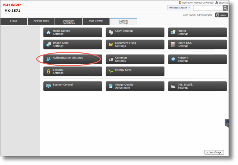 Sharp OSA 5.5 — settings saved