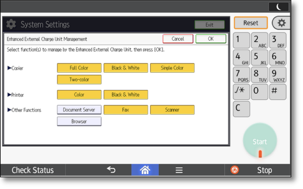 Ricoh Enhanced External Charge Unit Management