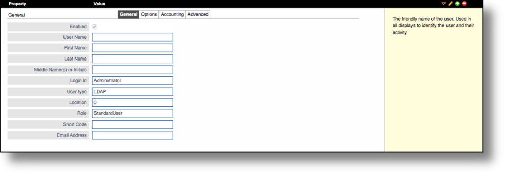 User administration — complete user properties