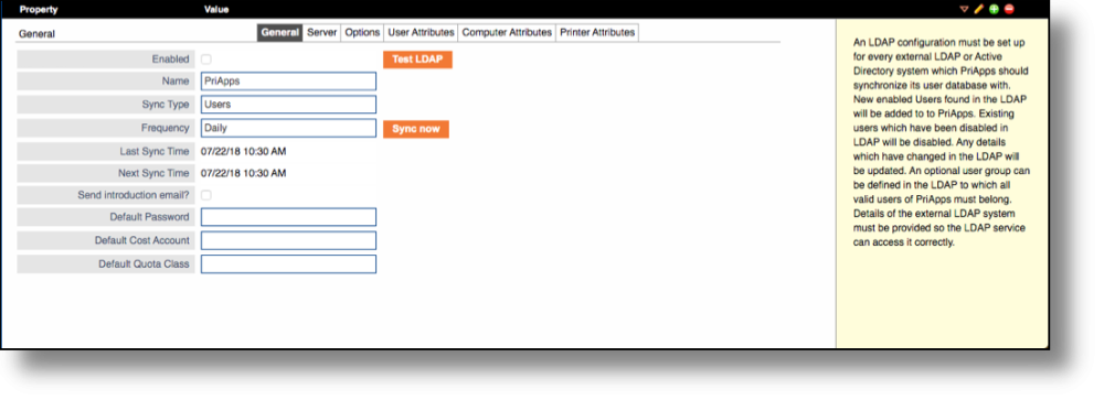 User administration — user properties overview