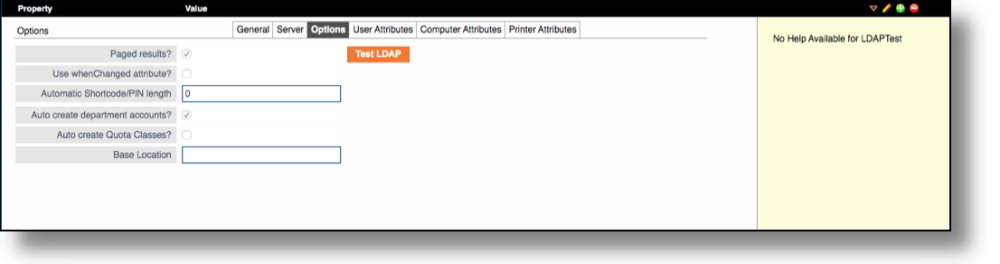 LDAP Options tab